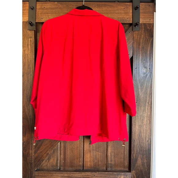Zenergy by Chicos Red Zip Up Jacket 3/4 Sleeve Pockets Size 3 - Picture 10 of 12